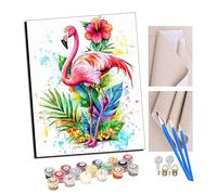 TUDOUTU Paint by Numbers Colorful Flamingo for Adults DIY Oil Painting Gift Kits Pre-Printed Canvas Art Home Decoration 16x20 inch with Frame