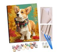TUDOUTU Paint by Numbers Corgi Under The Warm Autumn Sun 1 Kits for Beginners Adults DIY Art Decor Hand Painted Painting by Numbers Creative Gift Home Decoration 16x20 inch with Frame