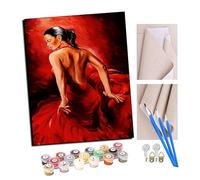 TUDOUTU Paint by Numbers Flamenco Latin Dance Ballet 113 (2) for Adults DIY Oil Painting Gift Kits Pre-Printed Canvas Art Home Decoration 16x20 inch with Frame