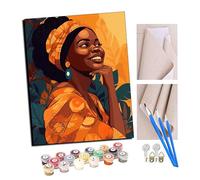 TUDOUTU Paint by Numbers for Adults Beginner Beautiful African American Girl DIY Acrylic Painting by Numbers Kits with Brushes Acrylic Pigment Home Decoration Brithday Gifts 16 x 20 inch with Frame