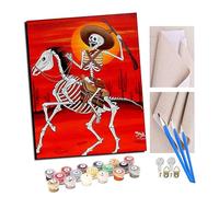 TUDOUTU Paint by Numbers for Adults Beginner Happy Skull Cowboy DIY Acrylic Painting by Numbers Kits with Brushes Acrylic Pigment Home Decoration Brithday Gifts 16 x 20 inch with Frame
