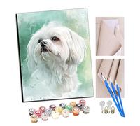 TUDOUTU Paint by Numbers for Adults Beginner White Maltese Dog DIY Acrylic Painting by Numbers Kits with Brushes Acrylic Pigment Home Decoration Brithday Gifts 16 x 20 inch with Frame