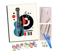 TUDOUTU Paint by Numbers Guitar and Vinyl Records Kits for Beginners Adults DIY Art Decor Hand Painted Painting by Numbers Creative Gift Home Decoration 16x20 inch with Frame