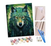 TUDOUTU Paint by Numbers Kits for Adults Ancient Egypt Style Green Wolf Magic Circle (32) Oil Paint Digital Drawing Canvas with Brushes Christmas Decorations Gifts -16 * 20 Inch with Frame