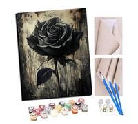 TUDOUTU Paint by Numbers Kits for Adults Black Rose (2) with Brushes and Acrylic Pigment DIY Digital Canvas Painting for Adults Beginner-16X20 Inch with Frame