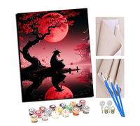 TUDOUTU Paint by Numbers Kits for Adults Blood Moon Lone Shadow DIY Oil Painting Digital Canvas Wall Art Home Decoration -16 * 20 Inch with Frame