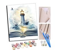 TUDOUTU Paint by Numbers Kits for Adults Book of Hope Under The Lighthouse Oil Paint Digital Drawing Canvas with Brushes Christmas Decorations Gifts -16 * 20 Inch with Frame