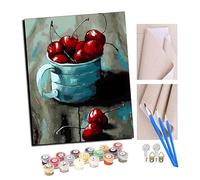 TUDOUTU Paint by Numbers Kits for Adults Cherry Fruit Cup DIY Digital Oil Painting Gift Kits Pre-Printed Canvas Art Home Decoration -16 * 20 Inch with Frame