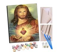 TUDOUTU Paint by Numbers Kits for Adults Christian Jesus Heart Oil Paint Digital Drawing Canvas with Brushes Christmas Decorations Gifts -16 * 20 Inch with Frame