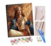 TUDOUTU Paint by Numbers Kits for Adults Cleopatra cat Mural Ancient Egypt Style (3) with Brushes and Acrylic Pigment DIY Digital Canvas Painting for Adults Beginner-16X20 Inch with Frame