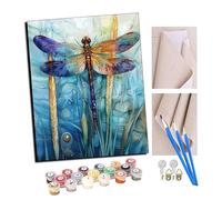 TUDOUTU Paint by Numbers Kits for Adults Dream of Dragonfly on Clear Water with Brushes and Acrylic Pigment DIY Digital Canvas Painting for Adults Beginner-16X20 Inch with Frame