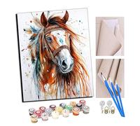 TUDOUTU Paint by Numbers Kits for Adults Indian Horse Oil Paint Digital Drawing Canvas with Brushes Christmas Decorations Gifts -16 * 20 Inch with Frame