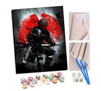 TUDOUTU Paint by Numbers Kits for Adults Japanese Ninja Bushido with Brushes and Acrylic Pigment DIY Digital Canvas Painting for Adults Beginner-16X20 Inch with Frame