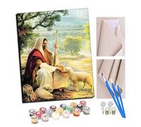 TUDOUTU Paint by Numbers Kits for Adults Jesus Religion and Animals Dogs Funny Oil Paint Digital Drawing Canvas with Brushes Christmas Decorations Gifts -16 * 20 Inch with Frame