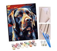 TUDOUTU Paint by Numbers Kits for Adults Labrador Retriever American Flag Colorful (4) with Brushes and Acrylic Pigment DIY Digital Canvas Painting for Adults Beginner-16X20 Inch with Frame