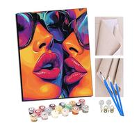 TUDOUTU Paint by Numbers Kits for Adults Neon Lip Reading Oil Paint Digital Drawing Canvas with Brushes Christmas Decorations Gifts -16 * 20 Inch with Frame
