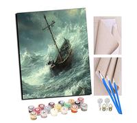 TUDOUTU Paint by Numbers Kits for Adults Ocean Sailing Ships (10) with Brushes and Acrylic Pigment DIY Digital Canvas Painting for Adults Beginner-16X20 Inch with Frame