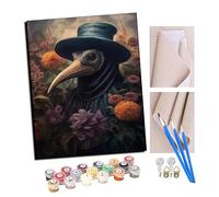 TUDOUTU Paint by Numbers Kits for Adults pic (Crow Candle Flower hat 001) (1) Oil Paint Digital Drawing Canvas with Brushes Christmas Decorations Gifts -16 * 20 Inch with Frame