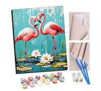 TUDOUTU Paint by Numbers Kits for Adults Pink Lady Lotus Pond Love with Brushes and Acrylic Pigment DIY Digital Canvas Painting for Adults Beginner-16X20 Inch with Frame