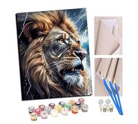 TUDOUTU Paint by Numbers Kits for Adults Roaring Lion Huge Lightning (1) Oil Paint Digital Drawing Canvas with Brushes Christmas Decorations Gifts -16 * 20 Inch with Frame