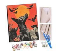 TUDOUTU Paint by Numbers Kits for Adults Three Black Labrador Retrievers and Bird DIY Oil Painting Digital Canvas Wall Art Home Decoration -16 * 20 Inch with Frame