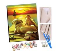 TUDOUTU Paint by Numbers Kits for Adults Two Animals Dogs with Brushes and Acrylic Pigment DIY Digital Canvas Painting for Adults Beginner-16X20 Inch with Frame