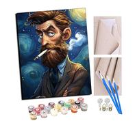 TUDOUTU Paint by Numbers Kits for Adults Van Gogh's Self-Portrait Under The Stars with Brushes and Acrylic Pigment DIY Digital Canvas Painting for Adults Beginner-16X20 Inch with Frame