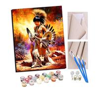 TUDOUTU Paint by Numbers Kits for Adults Vintage American Indian Girls 072 Oil Paint Digital Drawing Canvas with Brushes Christmas Decorations Gifts -16 * 20 Inch with Frame