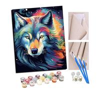 TUDOUTU Paint by Numbers Kits for Adults Wolf God， Colorful Universe (3) Oil Paint Digital Drawing Canvas with Brushes Christmas Decorations Gifts -16 * 20 Inch with Frame