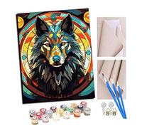 TUDOUTU Paint by Numbers Kits for Adults Wolf god, Magic Circle,Fantasy Animals (5) with Brushes and Acrylic Pigment DIY Digital Canvas Painting for Adults Beginner-16X20 Inch with Frame