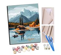 TUDOUTU Paint by Numbers Landscape, Trees and Bears for Adults DIY Oil Painting Gift Kits Pre-Printed Canvas Art Home Decoration 16x20 inch with Frame