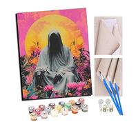 TUDOUTU Paint by Numbers Moon Hidden in The Sea of Flowers for Adults DIY Oil Painting Gift Kits Pre-Printed Canvas Art Home Decoration 16x20 inch with Frame
