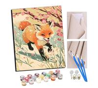 TUDOUTU Paint by Numbers Plum Fox Walking on Snow Kits for Beginners Adults DIY Art Decor Hand Painted Painting by Numbers Creative Gift Home Decoration 16x20 inch with Frame