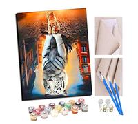 TUDOUTU Paints by Numbers for Adult Animal Street View Cats and Tigers with Brushes and Acrylic Pigment DIY Beginner Canvas Painting for Adults Oil Painting Gift Kits 16x20 inch with Frame