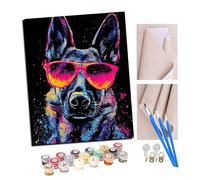 TUDOUTU Paints by Numbers for Adult Cool German Shepherd with Brushes and Acrylic Pigment DIY Beginner Canvas Painting for Adults Oil Painting Gift Kits 16x20 inch with Frame