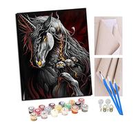 TUDOUTU Paints by Numbers for Adult Ghost Horse with Brushes and Acrylic Pigment DIY Beginner Canvas Painting for Adults Oil Painting Gift Kits 16x20 inch with Frame