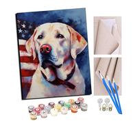 TUDOUTU Paints by Numbers for Adult Labrador Retriever American Flag Colorful (8) with Brushes and Acrylic Pigment DIY Beginner Canvas Painting for Adults Oil Painting Gift Kits 16x20 inch with Frame