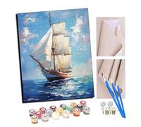 TUDOUTU Paints by Numbers for Adult Ocean Sailing Ships (6) with Brushes and Acrylic Pigment DIY Beginner Canvas Painting for Adults Oil Painting Gift Kits 16x20 inch with Frame