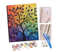 TUDOUTU Paints by Numbers for Adult Rainbow Tree of Life with Brushes and Acrylic Pigment DIY Beginner Canvas Painting for Adults Oil Painting Gift Kits 16x20 inch with Frame
