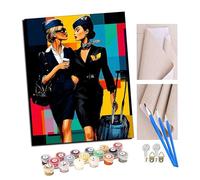 TUDOUTU Paints by Numbers for Adult Two Stewardess Girls with Brushes and Acrylic Pigment DIY Beginner Canvas Painting for Adults Oil Painting Gift Kits 16x20 inch with Frame