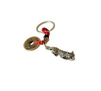TUDUHUT Brass Coins Key Chains Chinese Zodiac Tiger Key Rings for Fortune Longevity Wealth Success