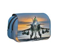 Tuehbsvo Airplanedouble Layer Pencil Case with Flip Top Big Pencil Bag High Storage Pen Case Pouch Stationery Organizer Makeup Bag for Boys Girls Teen College Students School Adults & Office Supplies