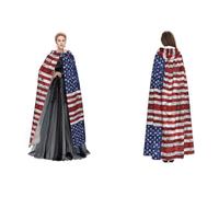 Tuehbsvo American Flag Independence Fourth Of July Halloween Hooded Cape Witch Cosplay Accessories Adult/Kids Fancy Dress Costume For Masquerade, Halloween, Family Party