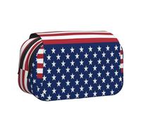 Tuehbsvo American Flag Stars Stripesdouble Layer Pencil Case with Flip Top Big Pencil Bag Pouch Stationery Organizer Makeup Bag for Boys Girls Teen College Students School Adults & Office Supplies