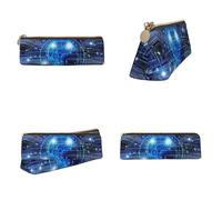 Tuehbsvo Artificial Intelligence Brain Leather Pencil Case with Zip for Men, Women, Girls, Boys Professionals Perfect Size Pouch for Stationery & Art Utensils