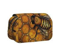 Tuehbsvo Bee Honeybeedouble Layer Pencil Case with Flip Top Big Pencil Bag Pouch Stationery Organizer Makeup Bag for Boys Girls Teen College Students School Adults & Office Supplies