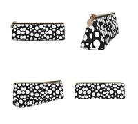 Tuehbsvo Black and White Polka Dot Leather Pencil Case with Zip for Men, Women, Girls, Boys Professionals Perfect Size Pouch for Stationery & Art Utensils