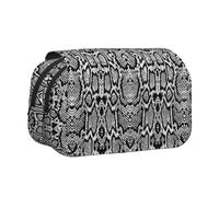 Tuehbsvo Black White Snake Skindouble Layer Pencil Case with Flip Top Big Pencil Bag Pouch Stationery Organizer Makeup Bag for Boys Girls Teen College Students School Adults & Office Supplies