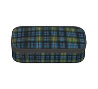 Tuehbsvo Blue and Green Scottish Tartan Large Capacity Pencil Case Zipper Pencil Case for School Office Students Teenage Women Men Gifts