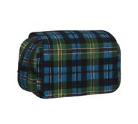 Tuehbsvo Blue and Green Scottish Tartandouble Layer Pencil Case with Flip Top Big Pencil Bag Pouch Stationery Organizer Makeup Bag for Boys Girls Teen College Students School Adults & Office Supplies